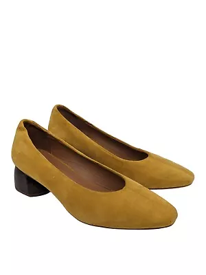 £29.99 • Buy Jigsaw Arah Yellow Suede Leather Midi Block Heel Court Shoes UK7-EU40-US9