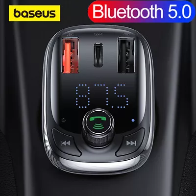 Baseus Car Bluetooth 5.0 FM USB Type-c Transmitter Wireless Handsfree Receiver • $22.49