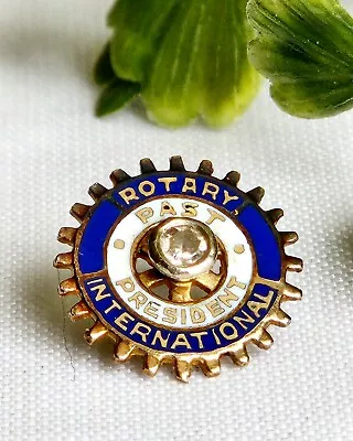 Vintage Rotary International Past President 10K Yellow Gold Pin W/ 3mm Diamond • $150