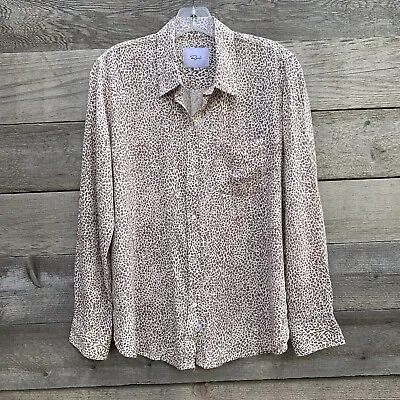 Rails Charli Shirt Blouse Women M Linen Blend Button Up Animal Print Long Sleeve • $27.95