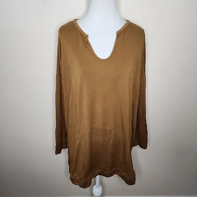 J. Jill Pure Jill 2X Tranquility Fleece Scoop-Neck Tunic Mustard Seed Top Shirt • $5.49