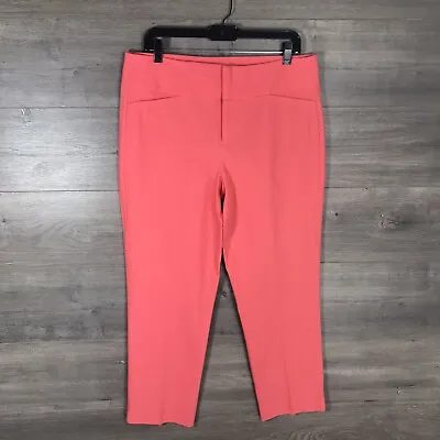 Elle Women's Size 12 Slim Ankle Pants Coral Orange 27  Inseam Stretch • $15.99
