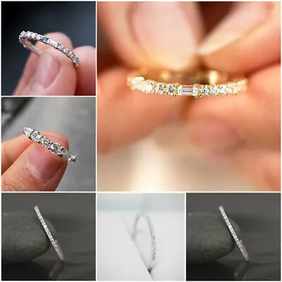 £2.82 • Buy Exquisite 925 Silver,Gold Ring Women Cubic Zirconia Ring Wedding Jewelry Sz 6-10