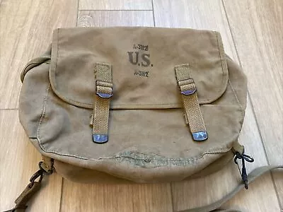 Original WWII US Army M1936 Musette Field Jump Bag Marked Puce Mfg Dated 1942 • $39.99