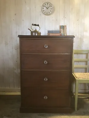 Tall Victorian Mahogany Merchants Chest Of Drawers / Cabinet Free Local Delivery • £295