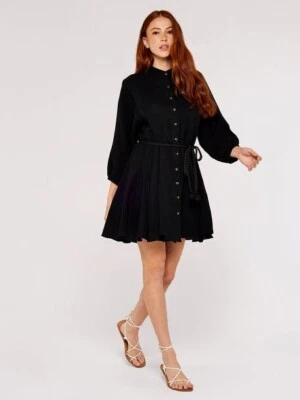 £7.99 • Buy Apricot Tetra Button Dress With Rope Belt Black Size 10 Rrp £45