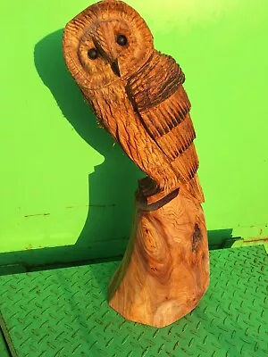 Chainsaw Carving Owl Great Gift Idea Elm Wood Home Garden  Sculpture Art Craft  • £110