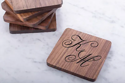 £5.99 • Buy Personalised Engraved Wooden Walnut Coasters Wedding Gift Custom Rectangle[4]
