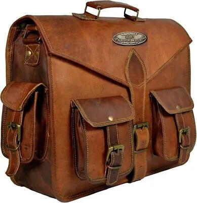 15  New Saddlebags Motorcycle Pouch Brown Leather One Side Panniers Saddle Bags • $59.46