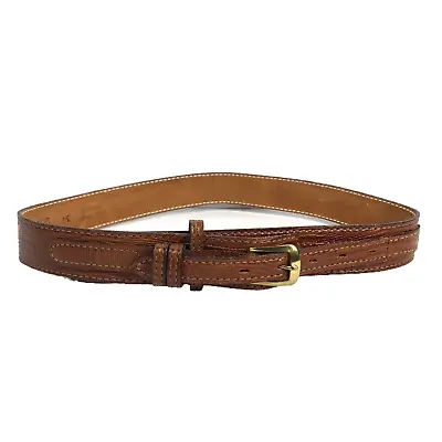 Vintage Dun-Dee Belt 34 Full Grain Cow Hide Leather Brown Layered Buckle Style * • $11