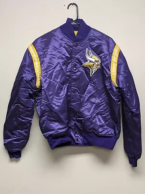 Starter Minnesota Vikings Sz L AuthenticPro Line Vintage 90’s Bomber Jacket-Used • $124.99