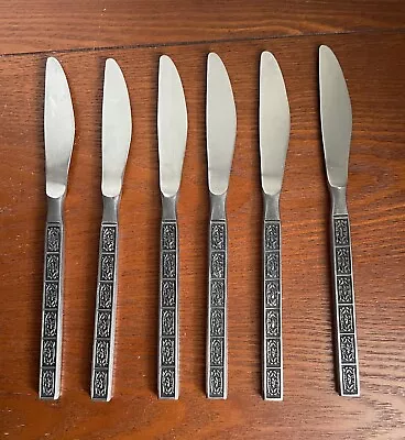 Vintage / Retro Stainless Steel WILTSHIRE BURGUNDY Knives X 6 • $28