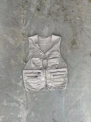 Men’s Mesh Breathable Multi-Pocket Vest Outdoor Hiking Hunting Fly Fishing Vtg • $19.99