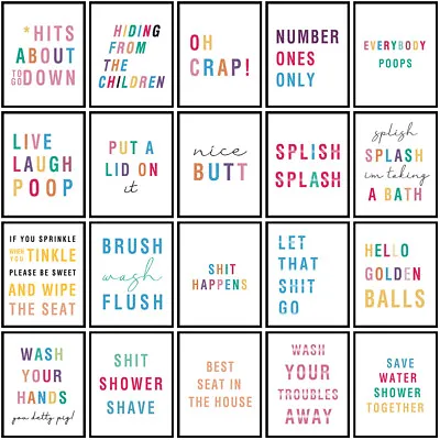 Bathroom Prints Colorful Wall Art Picture Toilet Humour Decor • £3.78