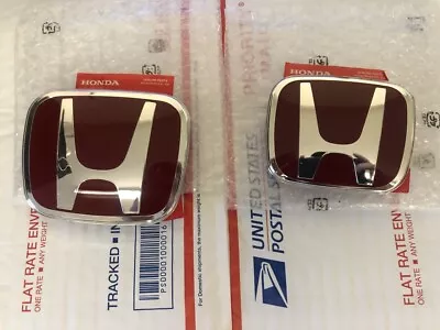 2pcs Set Honda Accord Sedan 4Dr 08-15 JDM Red H Front Rear Type R Grille Emblem • $39.95