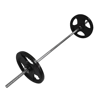 35kg Ez Grip Cast Iron Barbell Weight Set - 150cm Bar + 30kg Iron Weight Plates • $142.14