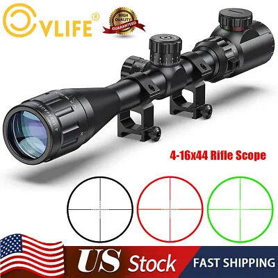 4-16x44AO Hunting Rifle Scope Red Green Rangefinder Illuminated Optics Gun Scope • $49.39