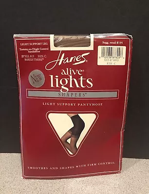 Hanes Alive Lights Shapers Pantyhose Size C Barley There Color USA 1980s Vintage • $11.55