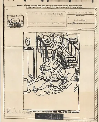 APO 790 Italy To Rochester NY 1944 Risque Illustrated V-Mail No Env (M6196) • $50