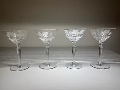 Set Of 4 Vintage Morgantown Mayfair 5.5  Tall Champagne/Sherbert Glasses • $34.99