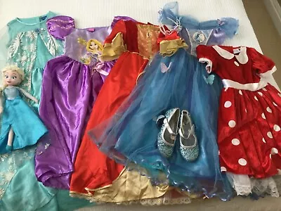 Disney Princess Fancy Dress Age 7-8 Elsa Belle Cinderella Minnie Mouse Shoes 12  • £25