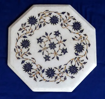 12  Marble Inlaid Mosaic Table Top Coffee Rare Real Gems Handmade Art Decor Gift • $325.33