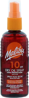 Malibu Sun SPF 10 Non-Greasy Dry Oil Spray For Tanning Low Protection Water • £4.41