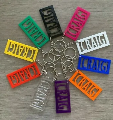 Personalised Acrylic Keyring Any Name Engraved Keychain Any Colour • £2.99