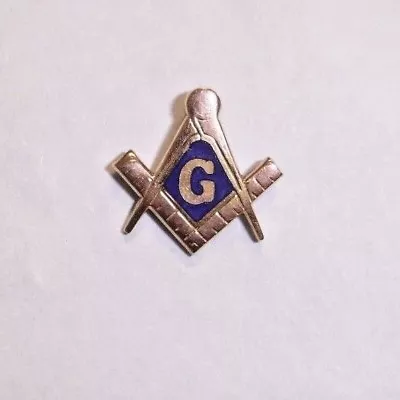 Free Mason Tie Tack & Chain Blue N Gold Compass Square Masonic Lodge Fraternity • $22.95