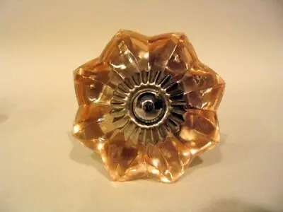 Glass Flower Drawer Pulls Cabinet Knobs Bifold Doorknobs In Light Peach • $6.79