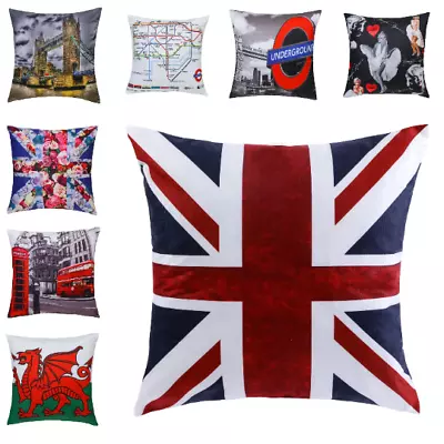 Set Of 2 - 18x18  45x45cm Soft Iconic London Landmark City Cushions Pillows • £10.99