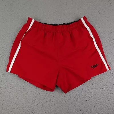 Speedo Board Shorts Mens Medium Red White Swim Trunks Beach Surfing Drawstring • $14.95