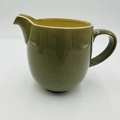 $55 • Buy Denby Jug Pitcher Pottery Green Milk Creamer  Stoneware 24oz Tan Edge Serveware