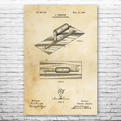Finishing Trowel Patent Poster Print 12 SIZES Mason Gift Masonry Decor • $15.95