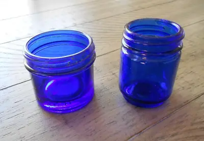 Vintage Vicks VapoRub Cobalt Blue Glass Jars Bottles Set Of 2 Embossed No Lids • $8.99