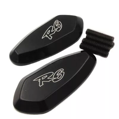 For 1999-2007 2000 Yamaha YZF R6 Black Rearview Mirror Block Off Base Plates • $22.99