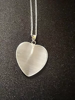 925 Silver-Tone Chain With A Glass Heart Pendant • $14