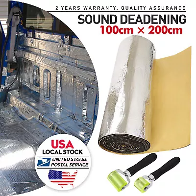 2㎡Car Door Trunk Sound Deadening Mat  Automotive Sound Deadener 80 X39  + Roller • $38.99