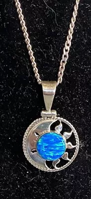 Vintage MONTERO TAXCO 950 Silver Mexico Moon Sun Star Opal Pendant Necklace 21  • $49.95