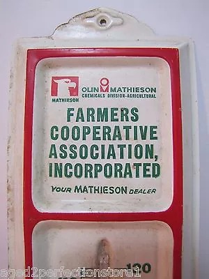 OLIN MATHIESON FARMERS COOP Old Thermometer Sign Ad FREDERICK MIDDLETOWN MO • $145