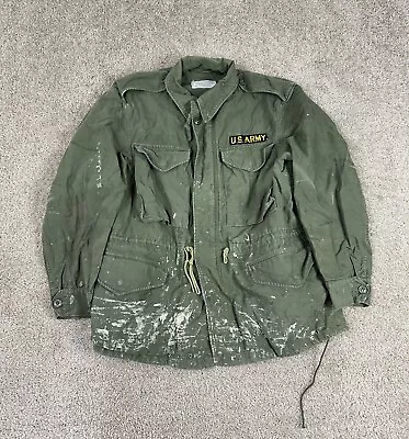 Vintage Vietnam War US Army Full Zip M65 OG107 Green Field Jacket Size Small • $29.99