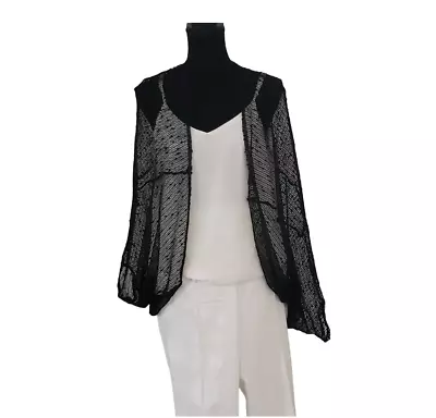 Collection Eighteen Black Fishnet Sequin Open Front Dolman Sleeve Shrug Overlay • $16