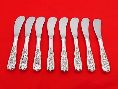 Set Of 8 Westmorland Sterling Silver Milburn Rose Butter Spreaders XL-12 • $159.99