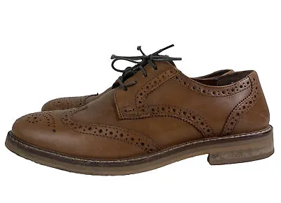 JASPER CONRAN SHOES 8 TAN BROWN Amalfi Leather Brogue Derby Lace Up Casual • £21.58