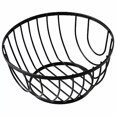 Fruit Bowl Round Black Flat Iron Metal Storage Fruit Basket Holder Kitchen Rack • £8.95