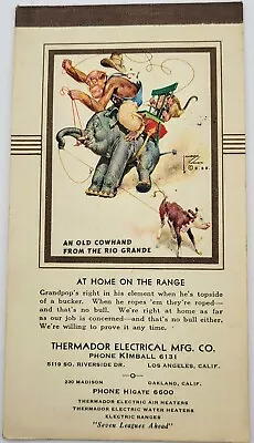 1940 -An Old Cowhand -  Vintage Calendar Los Angeles / Oakland CA - Electrical • $10