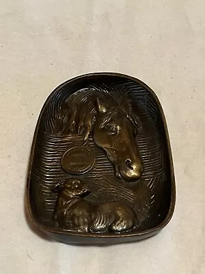 Bronze Bulldog And Horse Plaque/Tray - K & O Kronheim And Oldenbusch (529) • $80