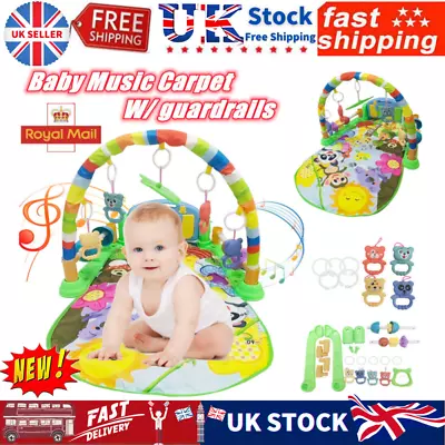 Baby Gym Play Mat Fitness Music Fun-Lay Activity Toy Playmat W/ Guardrails Piano • £19.99