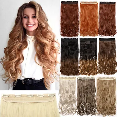 £11.59 • Buy One Piece 5Clips Hairpiece Clip In Hair Extensions Synthetic As Human Hair Curly