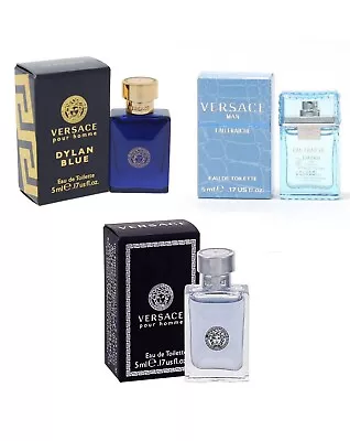 Set Of 3 Versace Pour Homme Eau Fraiche Dylan Blue Men Mini Perfume NEW IN BOX • $26.99